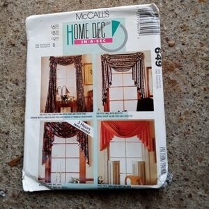 McCall's Sewing Pattern 649 Window Treatments Curtains Swag Valance